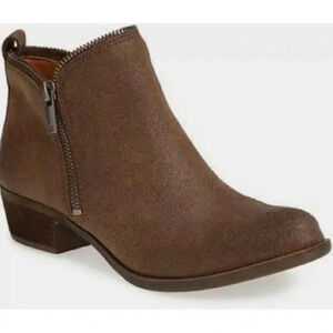 Lucky Brand Brown Bartalino Zipper Booties Size 9.5